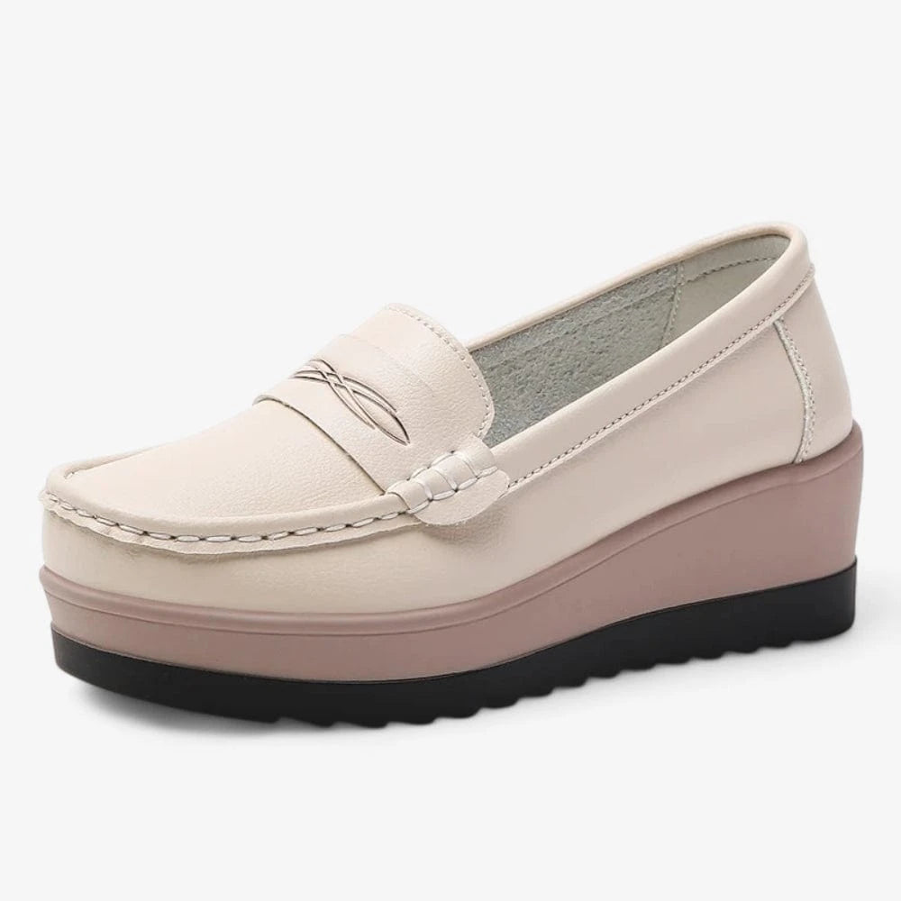 AtelierMocassin Beige / 35 Mocassins Compensés Femme Beige en Daim
