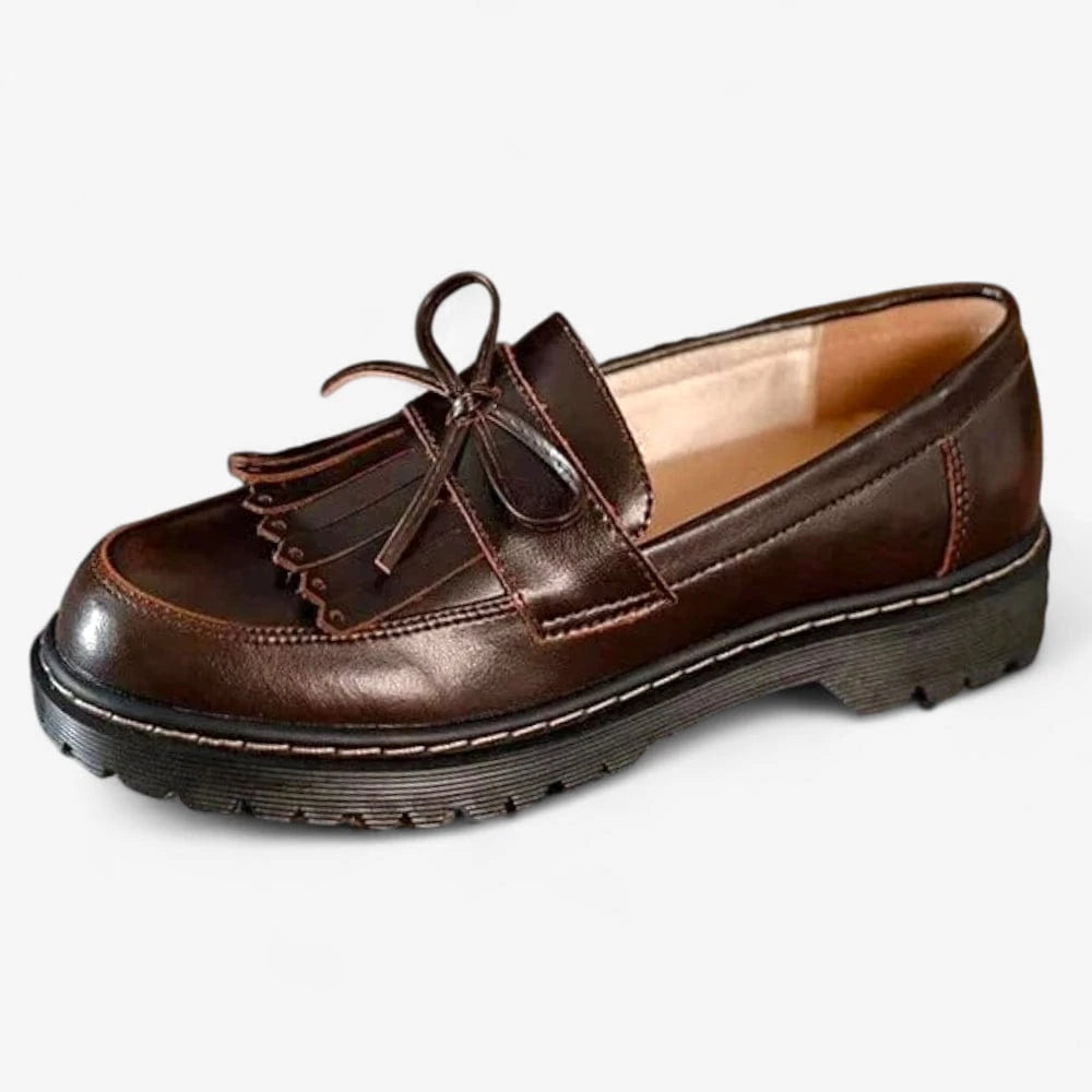 AtelierMocassin Marron / 35 Mocassins Femme Compensés en Cuir Marron à Franges