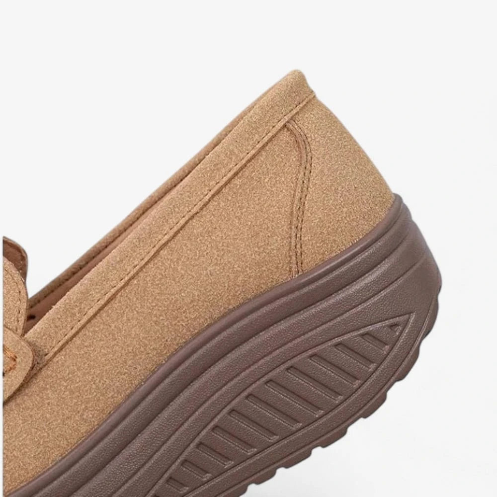 AtelierMocassin Mocassins Compensés Femme Marron en Daim