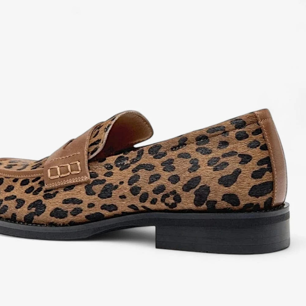 AtelierMocassin Mocassins Femme Compensés en Cuir Léopard