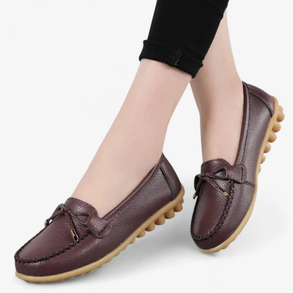 AtelierMocassin Mocassins Femme en Cuir Marron avec Nœud Esthétique