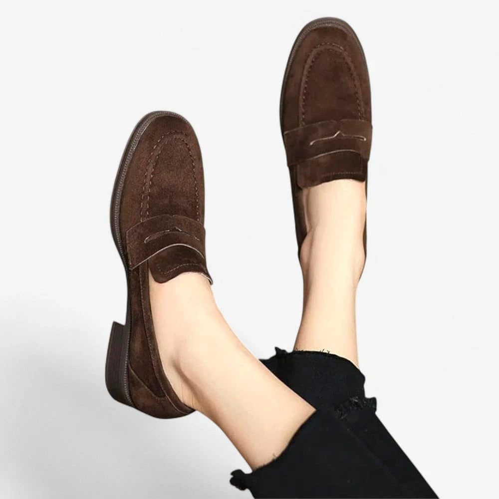 AtelierMocassin Mocassins Femme en Daim & Cuir Marron à Talon