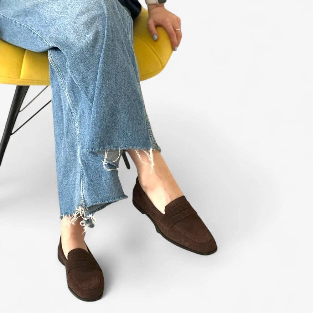 AtelierMocassin Mocassins Femme en Daim & Cuir Marron à Talon