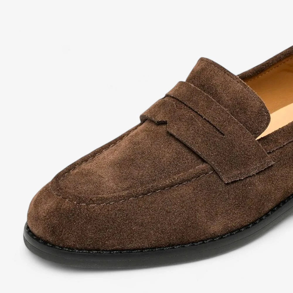 AtelierMocassin Mocassins Femme en Daim & Cuir Marron à Talon
