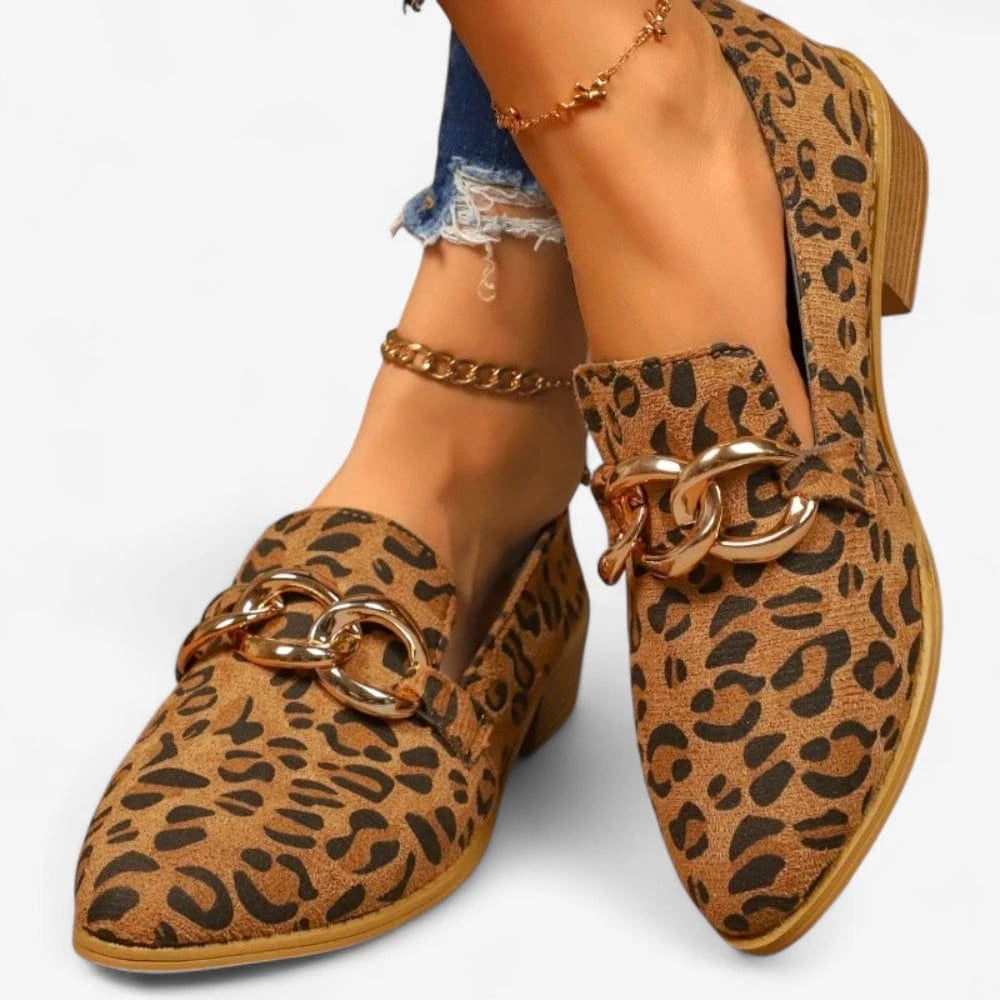 AtelierMocassin Mocassins Femme Léopard en Daim à Talon