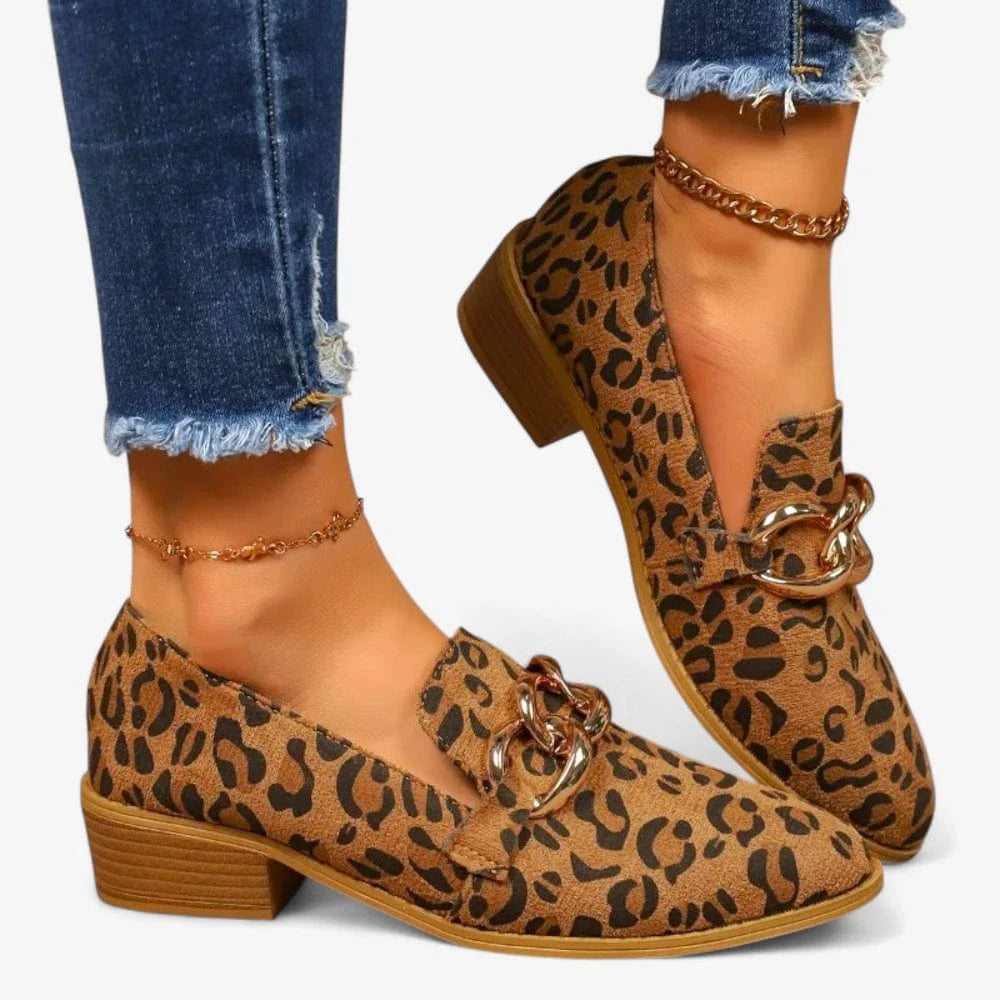 AtelierMocassin Mocassins Femme Léopard en Daim à Talon