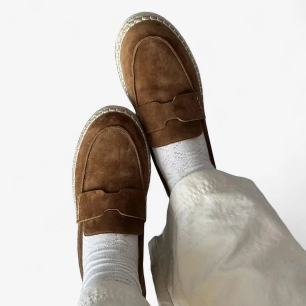 AtelierMocassin Mocassins Femme Plats en Daim Marron