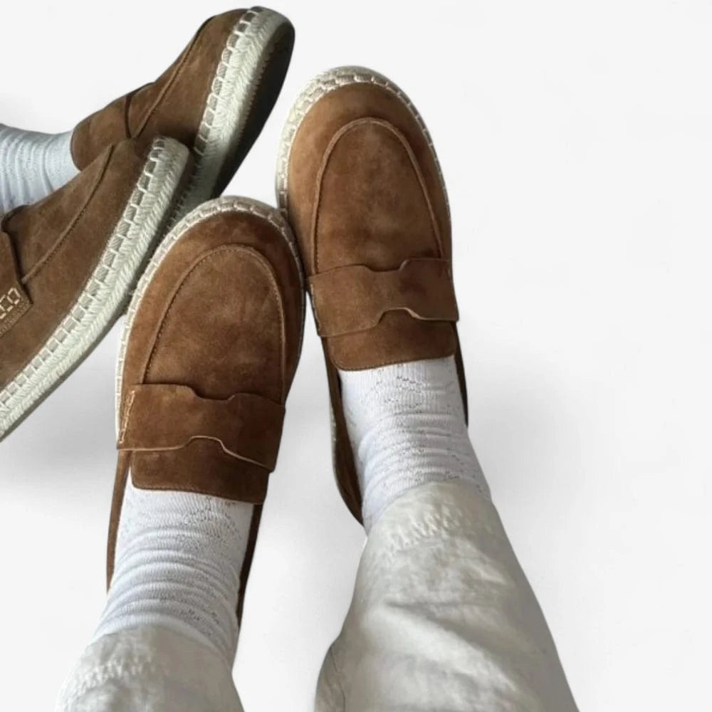 AtelierMocassin Mocassins Femme Plats en Daim Marron