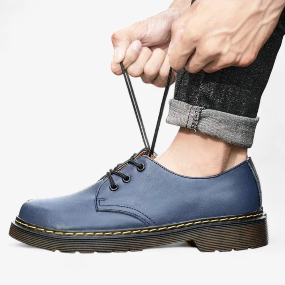 AtelierMocassin Mocassins Unisexe en Cuir Bleu Marine Plateforme