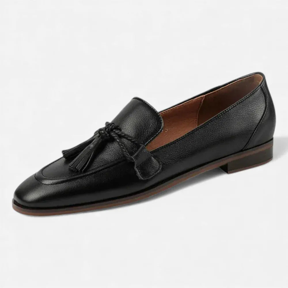 AtelierMocassin Noir / 34 Mocassins Femme en Cuir Noir Tassel Loafer
