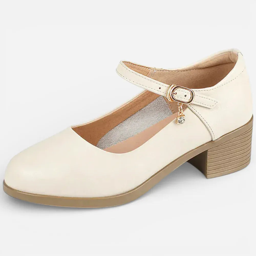 Mocassins Femme en Cuir Blanc à Talon