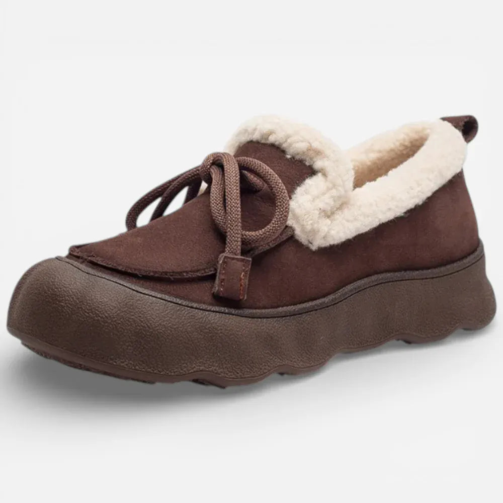 AtelierMocassin Marron / 35 Mocassins Femme Hiver en Cuir & Daim Marron Plateforme
