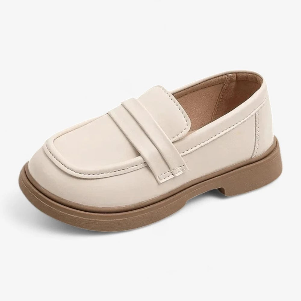 AtelierMocassin Beige / 23 Mocassins Enfant en Cuir Beige Penny Loafer