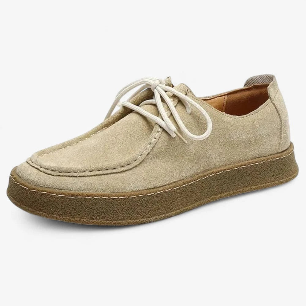 AtelierMocassin Beige / 38 Mocassins Homme en Daim Beige à Lacets – Confort Casual Chic