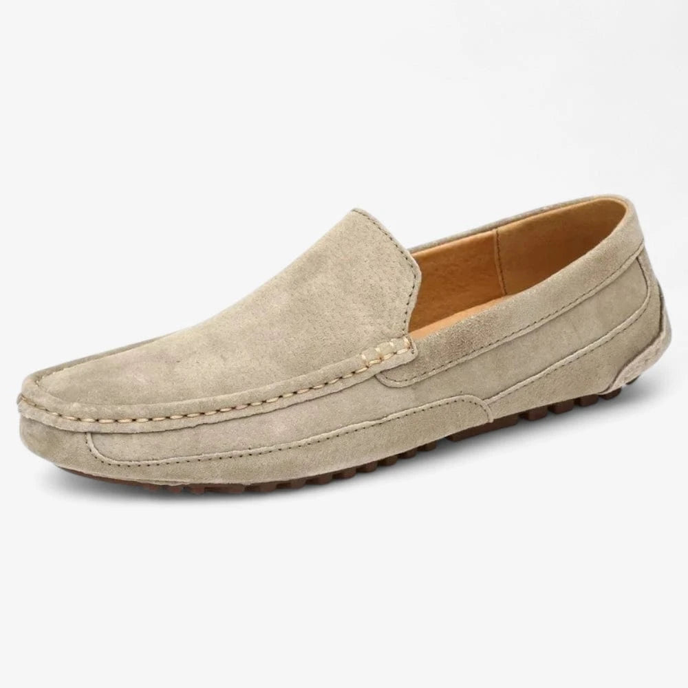 AtelierMocassin Beige / 38 Mocassins Homme en Daim Beige Souple