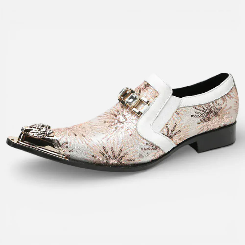 AtelierMocassin Beige / 38 Mocassins Pointus Homme en Cuir Beige Verni