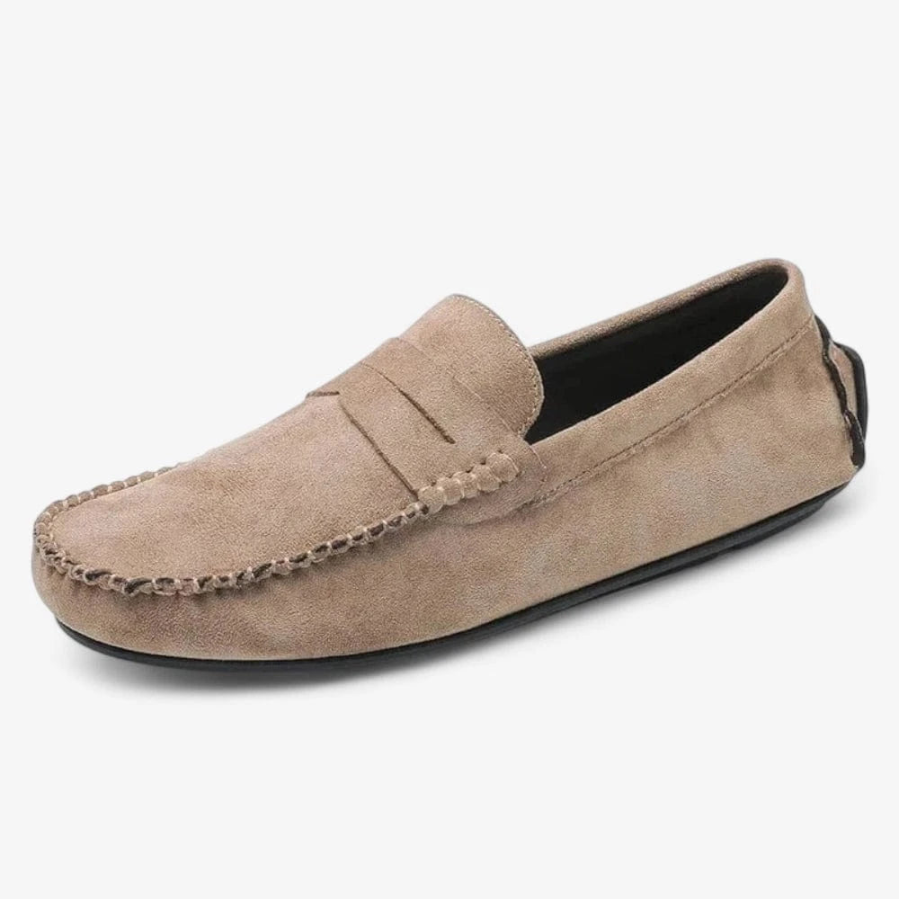 AtelierMocassin Beige / 39 Mocassins Homme en Daim Beige Penny Loafer – Élégance Décontractée
