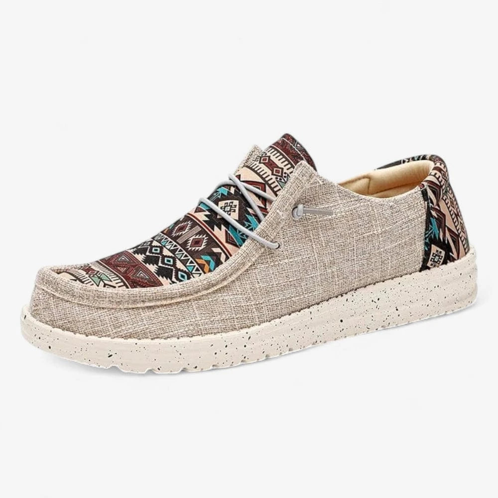 AtelierMocassin Beige / 39 Mocassins Homme en Toile Beige à Motifs
