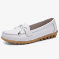 AtelierMocassin Blanc / 35 Mocassins Femme en Cuir Blanc avec Nœud Esthétique