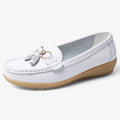 AtelierMocassin Blanc / 35 Mocassins Femme en Cuir Blanc Souple Tassel Loafer