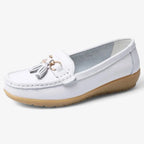 AtelierMocassin Blanc / 35 Mocassins Femme en Cuir Blanc Souple Tassel Loafer