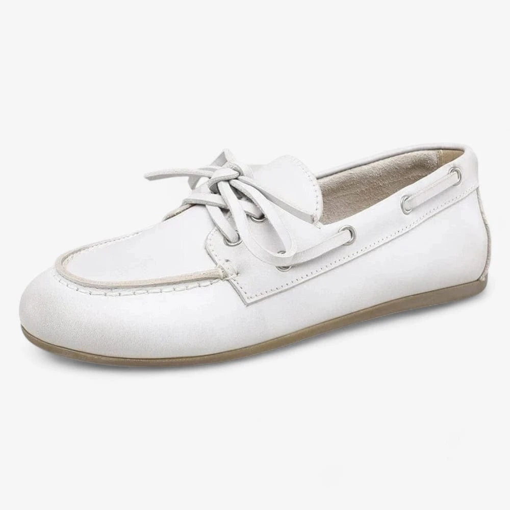 AtelierMocassin Blanc / 36 Mocassins Bateau Femme en Cuir Blanc