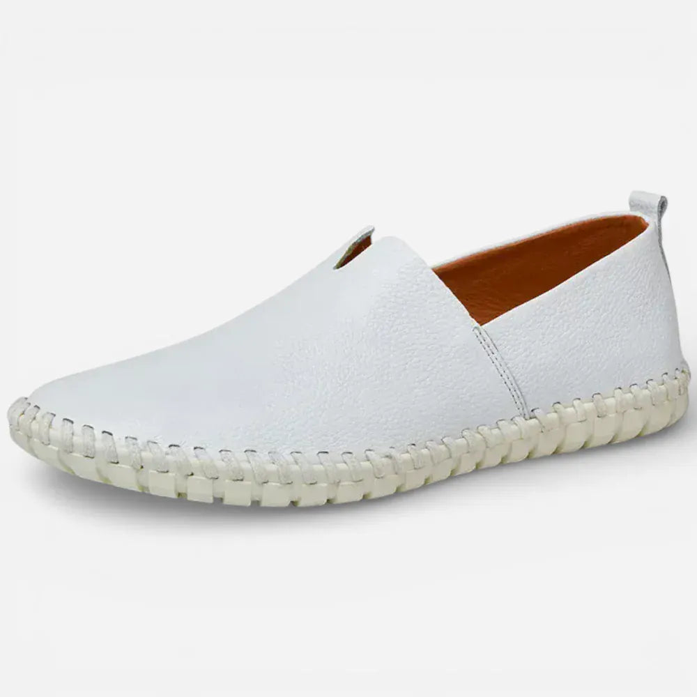 AtelierMocassin Blanc / 38 Mocassins Décontractés Homme en Cuir Blanc Souple