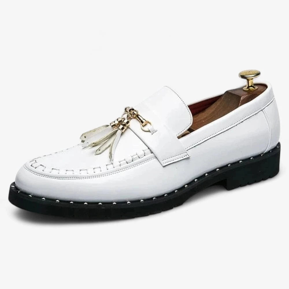 AtelierMocassin Blanc / 38 Mocassins Homme en Cuir Blanc à Gland