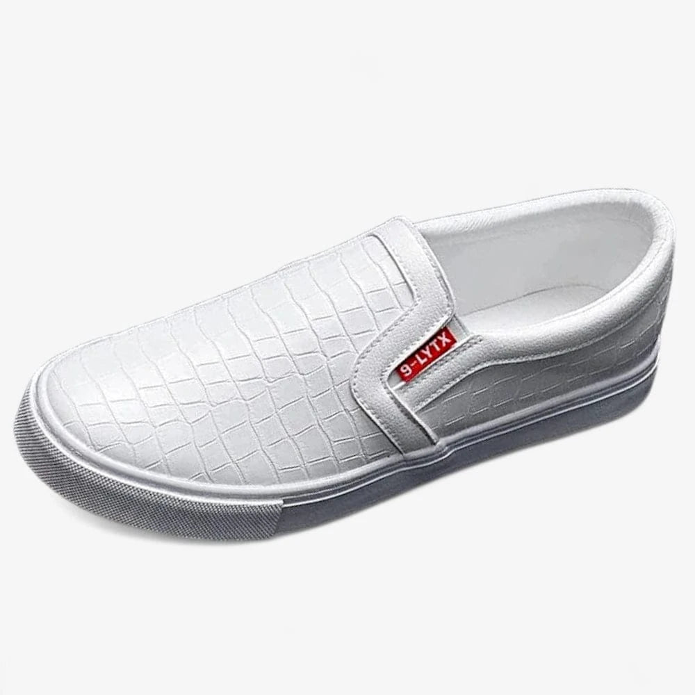 AtelierMocassin Blanc / 39 Mocassins Plats Homme en Cuir Blanc
