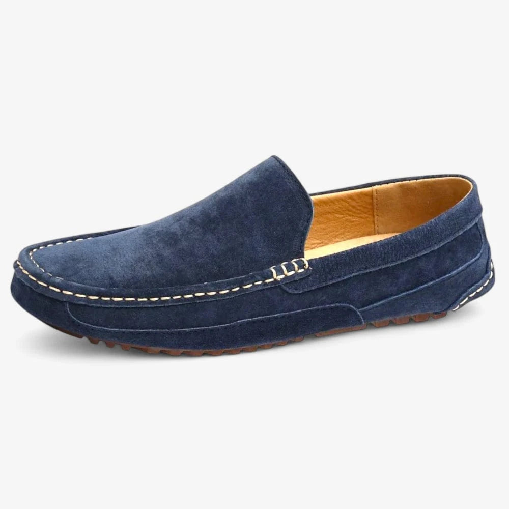 AtelierMocassin Bleu / 38 Mocassins Homme en Daim Bleu Souple