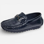 AtelierMocassin Bleu Marine / 25 Mocassins Enfant en Cuir Bleu Marine Verni