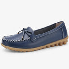 AtelierMocassin Bleu Marine / 35 Mocassins Femme en Cuir Bleu Marine avec Nœud Esthétique