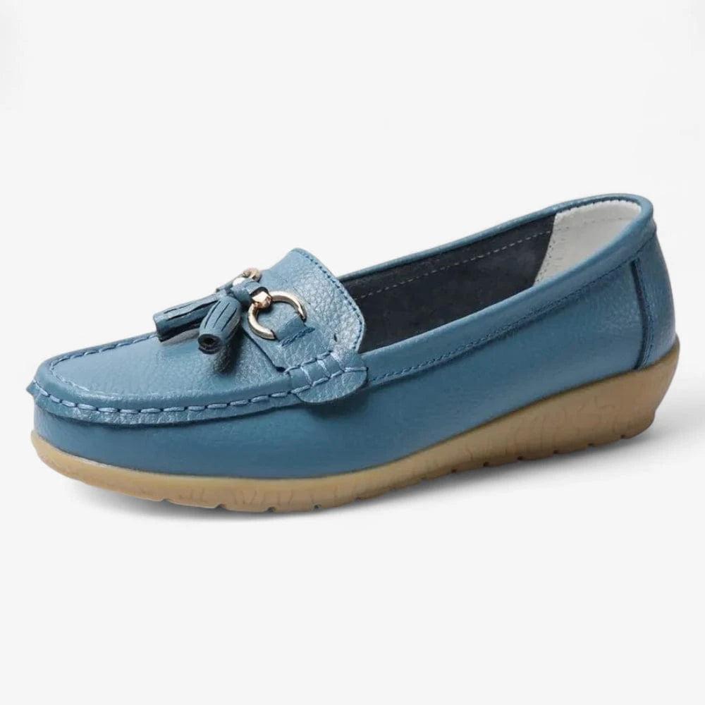 AtelierMocassin Bleu Marine / 35 Mocassins Femme en Cuir Bleu Marine Souple Tassel Loafer