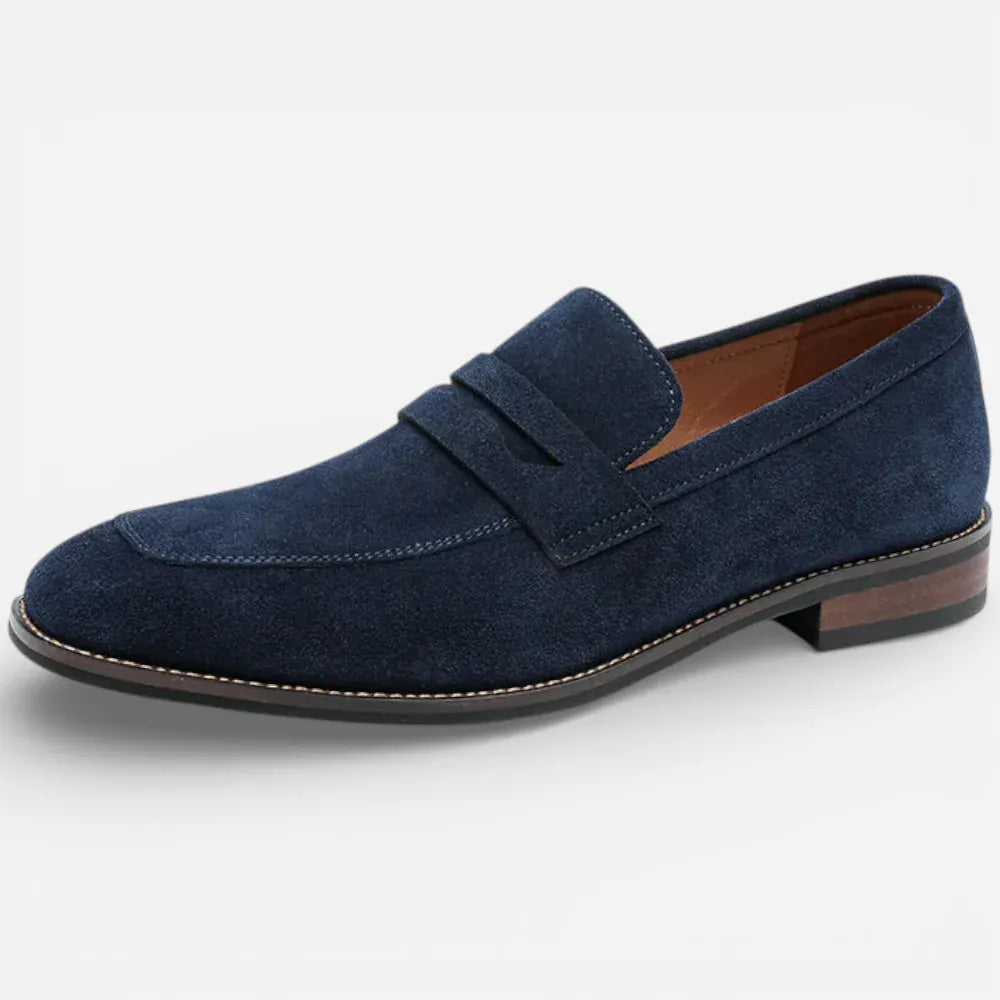 AtelierMocassin Bleu Marine / 38 Mocassin Homme en Daim & Cuir Bleu Marine