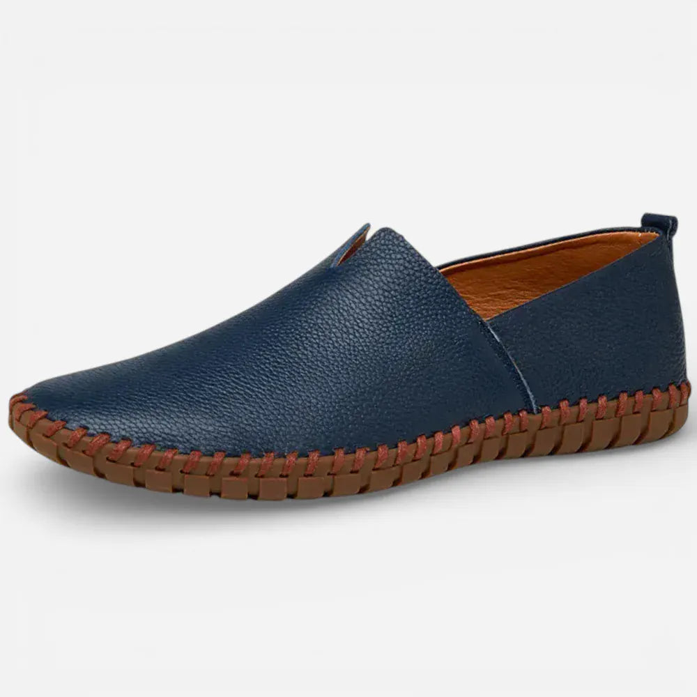 AtelierMocassin Bleu Marine / 38 Mocassins Décontractés Homme en Cuir Bleu Marine Souple