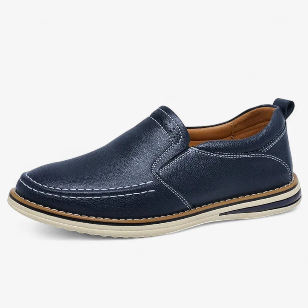 AtelierMocassin Bleu Marine / 38 Mocassins Homme en Cuir Bleu Marine – Confort Slip-on Casual