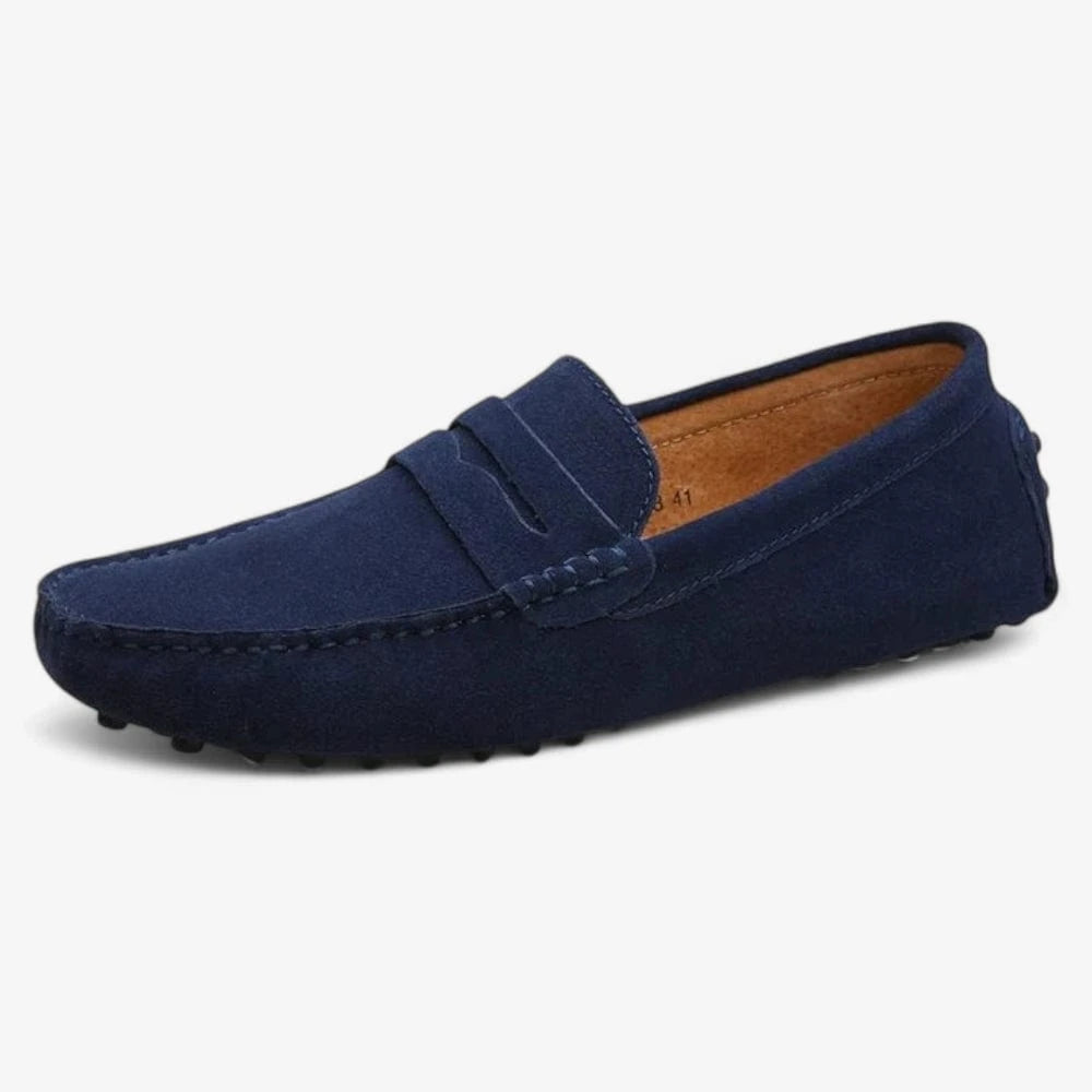 AtelierMocassin Bleu Marine / 38 Mocassins Homme en Daim Bleu Marine Souple