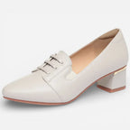AtelierMocassin BNQ9111 beige 4.5cm / 35 Fashion Breathable Comfortable Shallow Mouth Soft Leather Loafers Women Shoes 2025 Spring Square Heels Flats for Mom Driving