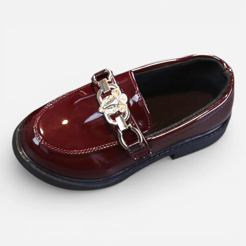 AtelierMocassin Bordeaux / 21 Mocassins Enfant en Cuir Verni Bordeaux