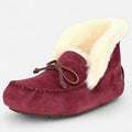 AtelierMocassin Bordeaux / 35 Mocassins Femme Hiver en Cuir et Laine Bordeaux