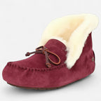 AtelierMocassin Bordeaux / 35 Mocassins Femme Hiver en Cuir et Laine Bordeaux