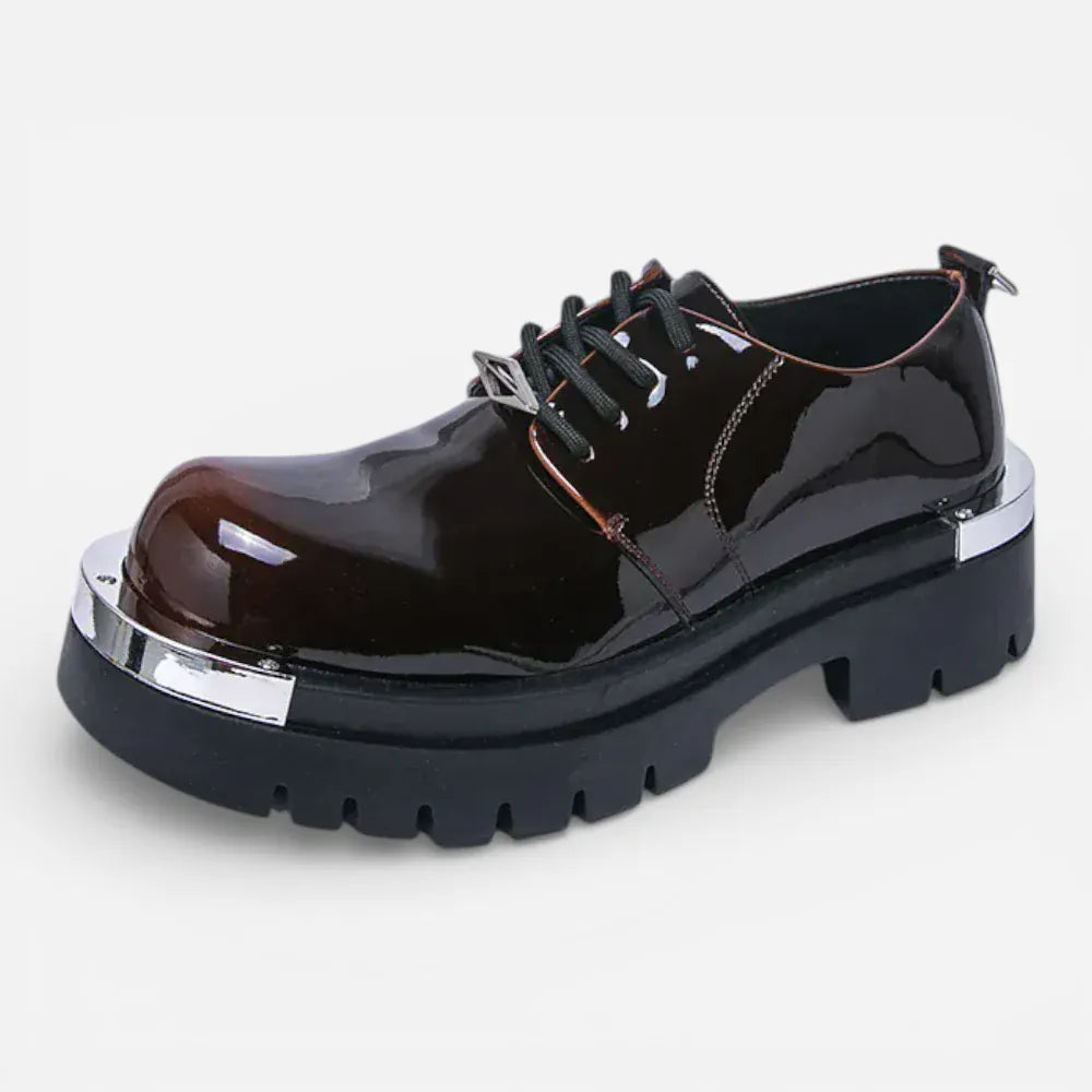 AtelierMocassin Bordeaux / 38 Mocassins Homme Cuir Bordeaux Verni Plateforme Derby