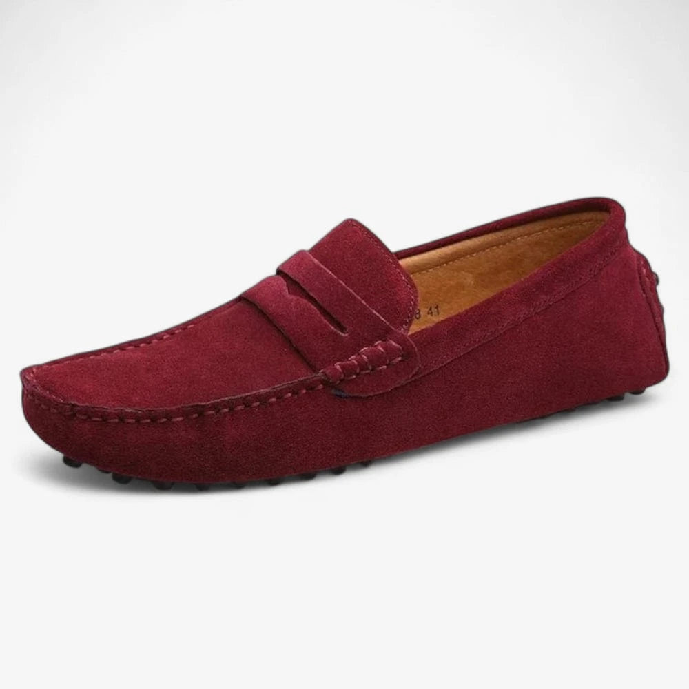 AtelierMocassin Bordeaux / 38 Mocassins Homme en Daim Bordeaux Souple