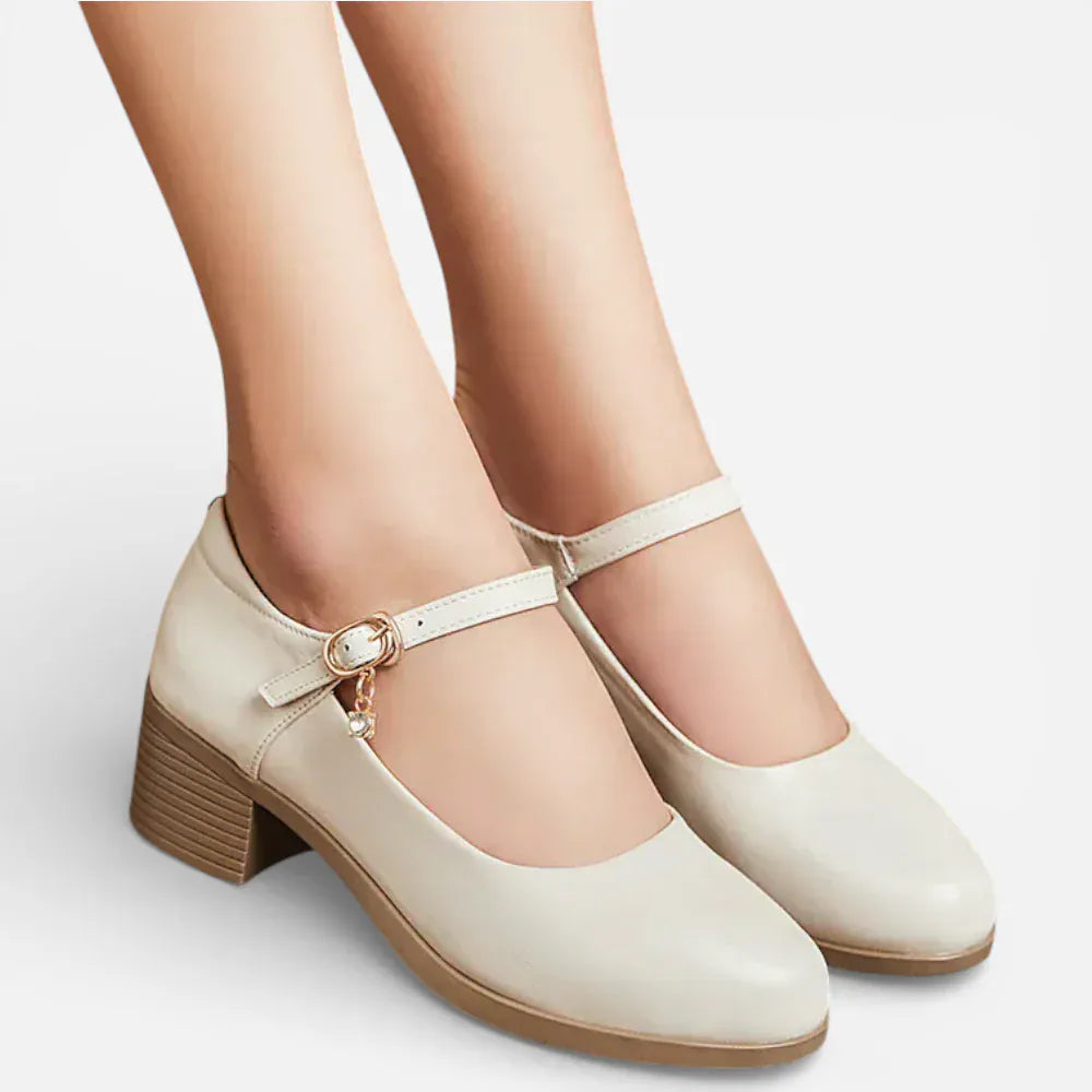 Mocassins Femme en Cuir Blanc à Talon