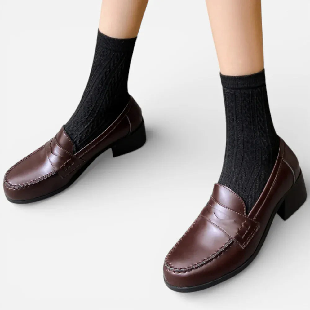 AtelierMocassin Comfortable Women's Flats Loafer Shoes Genuine Leather Casual Big Size 45 Black Brown Oxfords Chunky Shoes Slip On Handmade