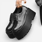 AtelierMocassin Derby Homme en Cuir Noir Plateforme