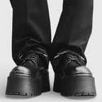 AtelierMocassin Derby Homme en Cuir Noir Plateforme