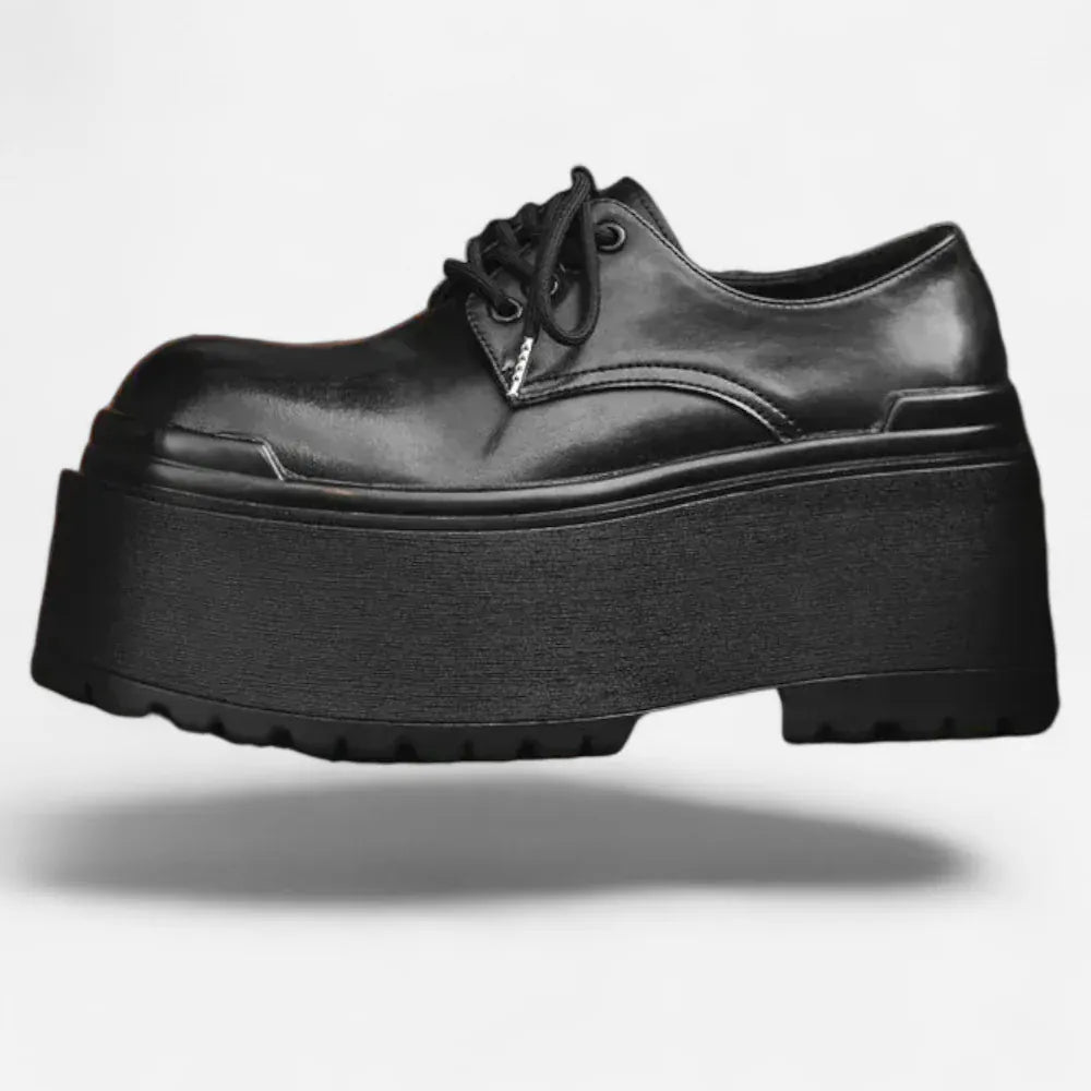AtelierMocassin Derby Homme en Cuir Noir Plateforme