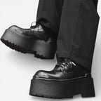 AtelierMocassin Derby Homme en Cuir Noir Plateforme