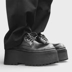 AtelierMocassin Derby Homme en Cuir Noir Plateforme